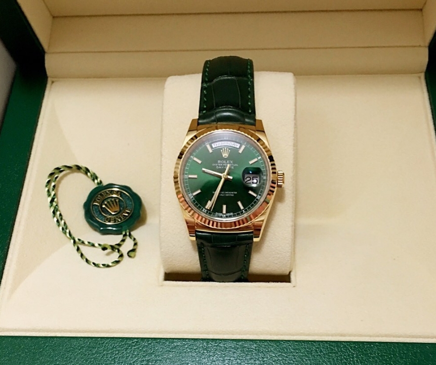 杰出模范劳力士星期日历型60周年岁念款绿盘腕表